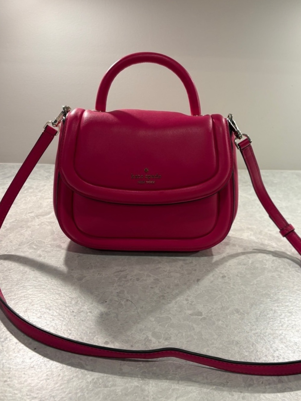 Kate Spade hot pink leather  structure crossbody bag